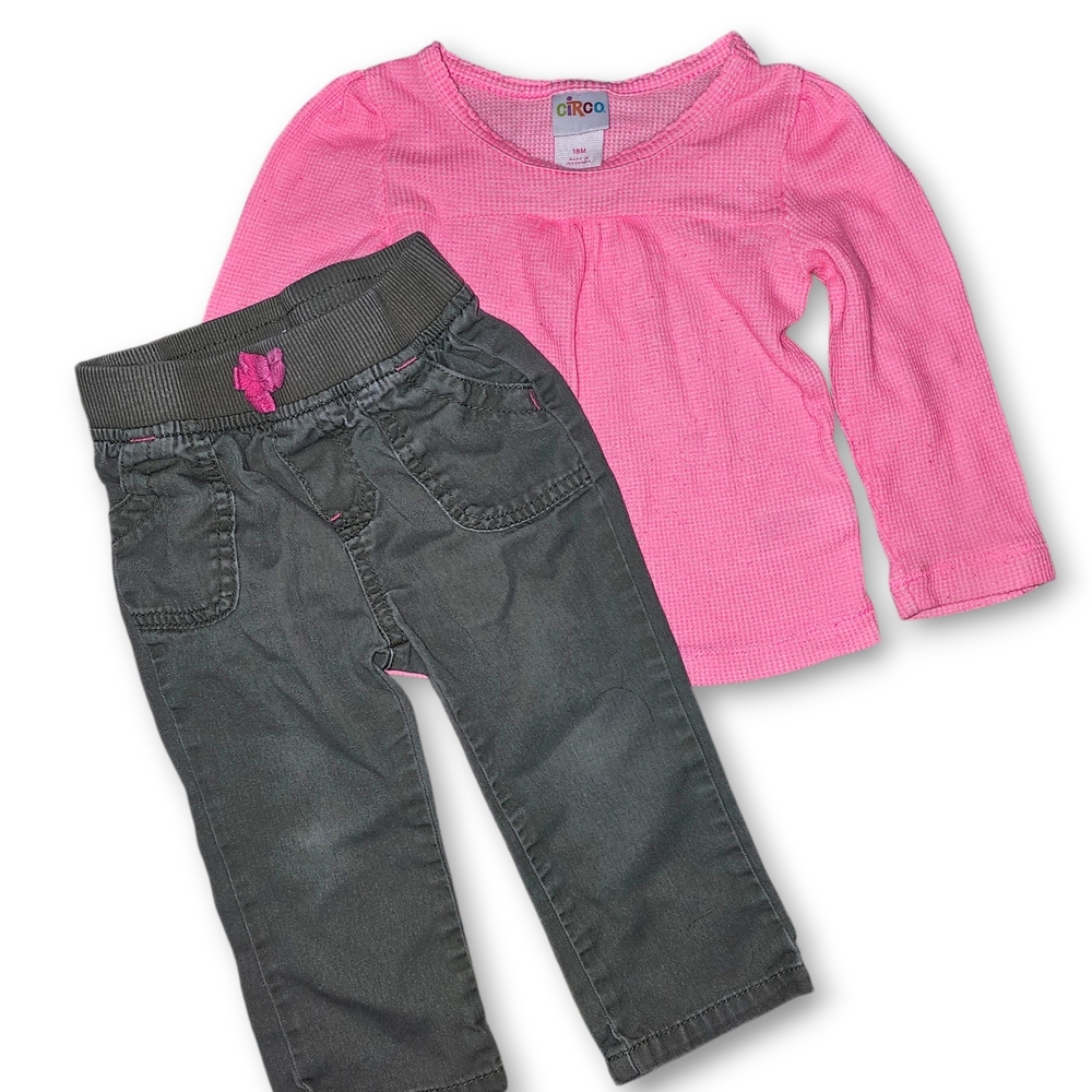 18M Circo Long Sleeve Pink‎ Top and Dark Gray Pants Set